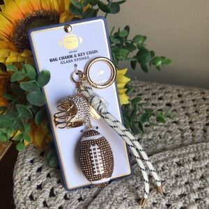 Piper K Gold Football Keychain Bag Charm